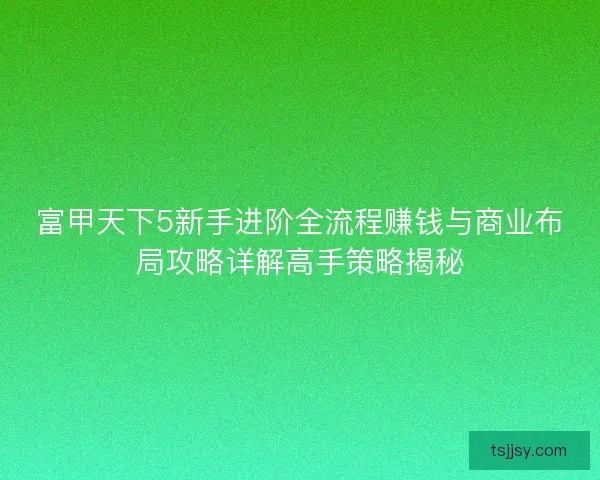 富甲天下5新手进阶全流程赚钱与商业布局攻略详解高手策略揭秘